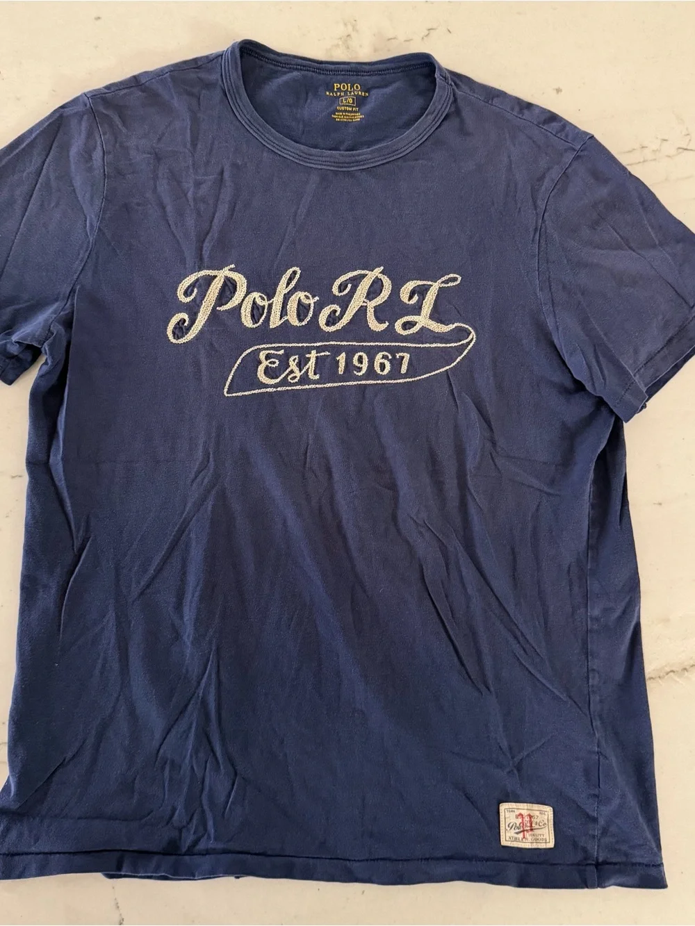 Polo Ralph Lauren T-Shirt Mens Large Blue Graphic RL 1967 Short Sleeve Logo